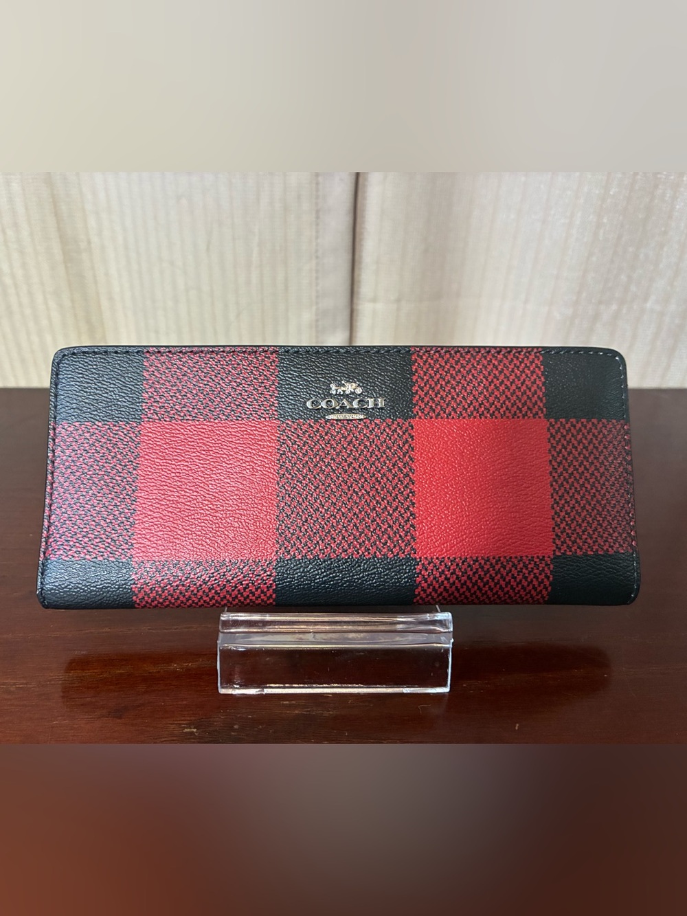 Coach Buffalo Plaid Slim Wallet
